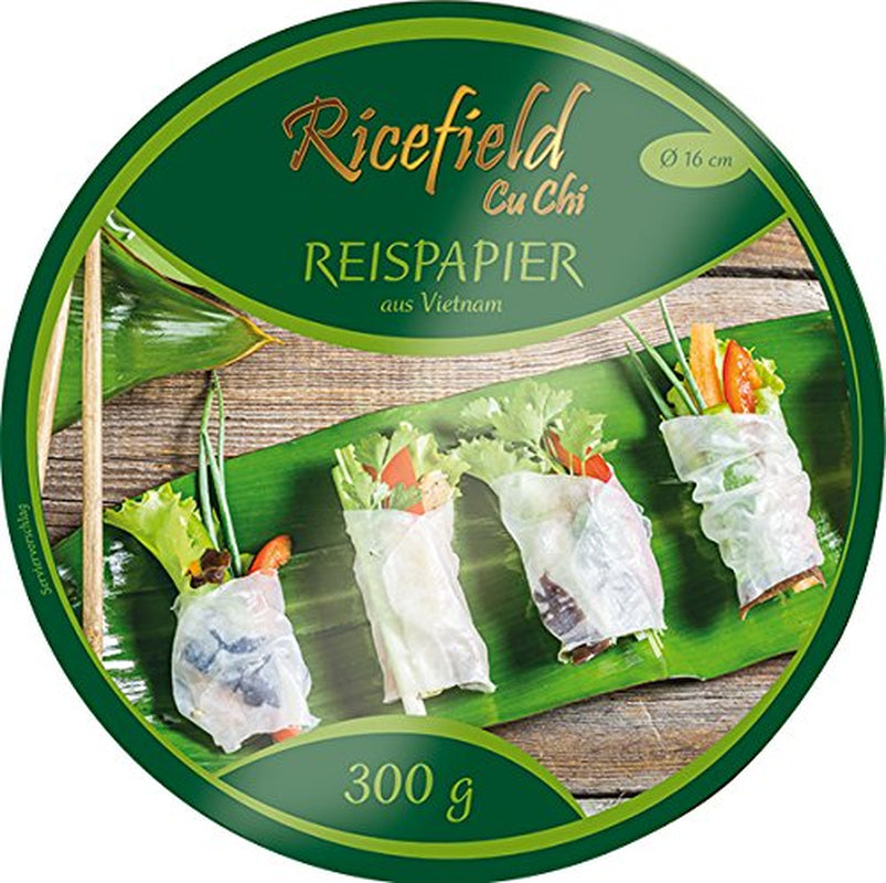 Ricefield Rice Paper, Rund 16 cm, (85-95 stk/kg), 4 pakker (4 pakker x 300 g)