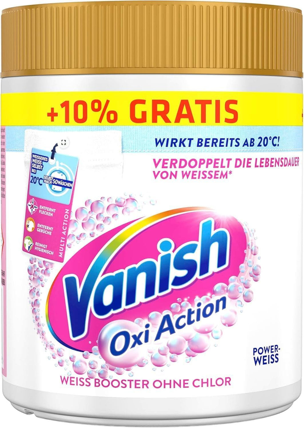 Vanish Oxi Action Powerwhite Powder - 1 X 1.125 Kg - klorfri pletfjerner og vaskepulver - til hvidt vasketøj