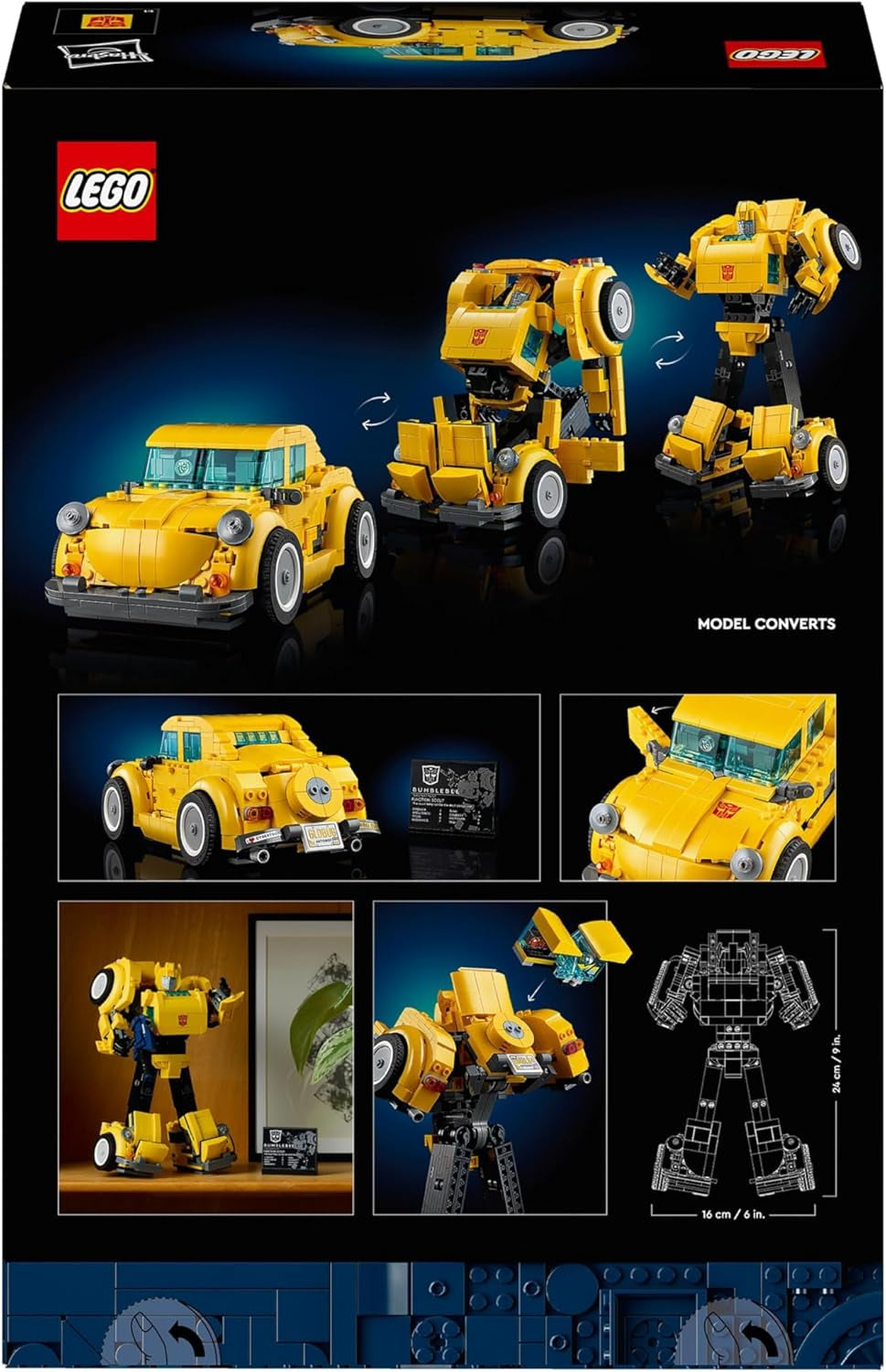 LEGO Icons Transformers Bumblebee, voksen samleobjekt robot actionfigur, filmbyggesæt til science fiction fans, kan forvandles til en bil, eventyrlegetøj 10338 byggesæt Besuche den LEGO-Store