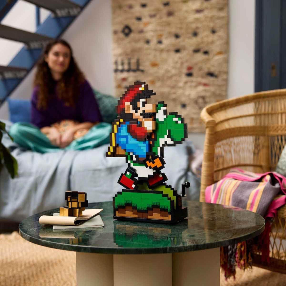 LEGO Super Mario World: Mario & Yoshi Nintendo samleobjektsæt, pixelfigurer, modelbyggeri og skærm, boligdekoration og samleobjekter, modelsæt og gave til voksne fans 71438 byggesæt Besuche den LEGO-Store