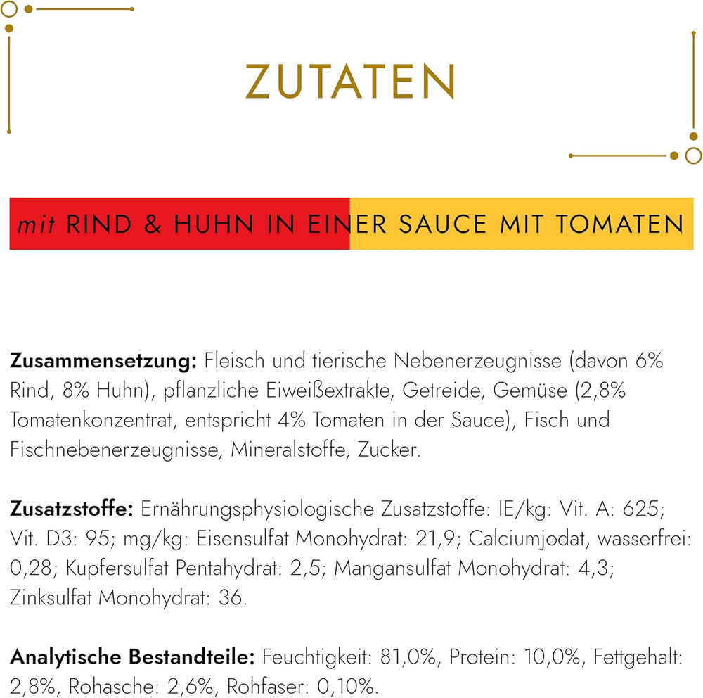 Hrană umedă pentru pisici Gourmet Gold Délicatesse en Sauce cu vită și pui, pachet de 12 (12 x 85g)