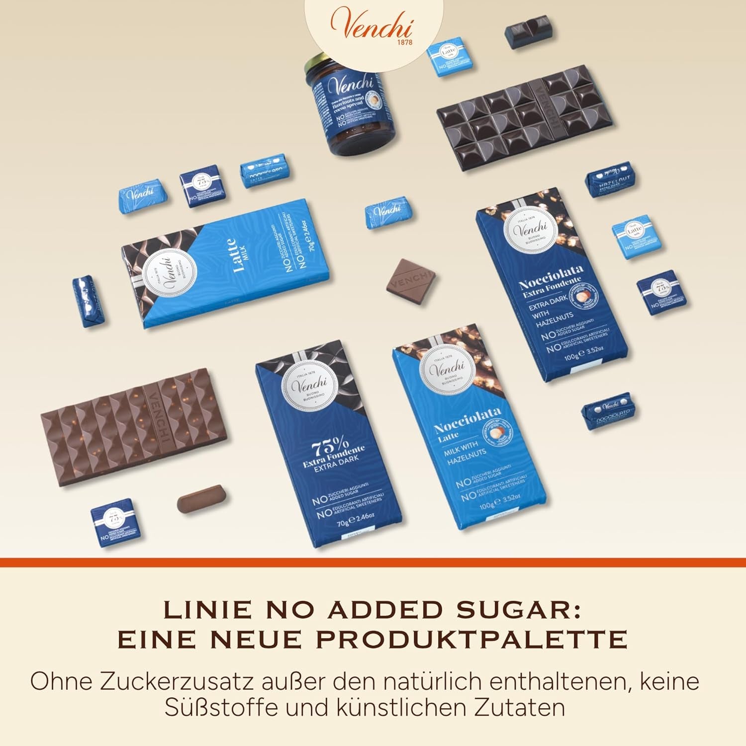 Venchi - Chokoladebarer med mælk og hasselnødder - 70% sukker - Praliner med BGB Piemonte hele hasselnødder, 1 kg - Glutenfri