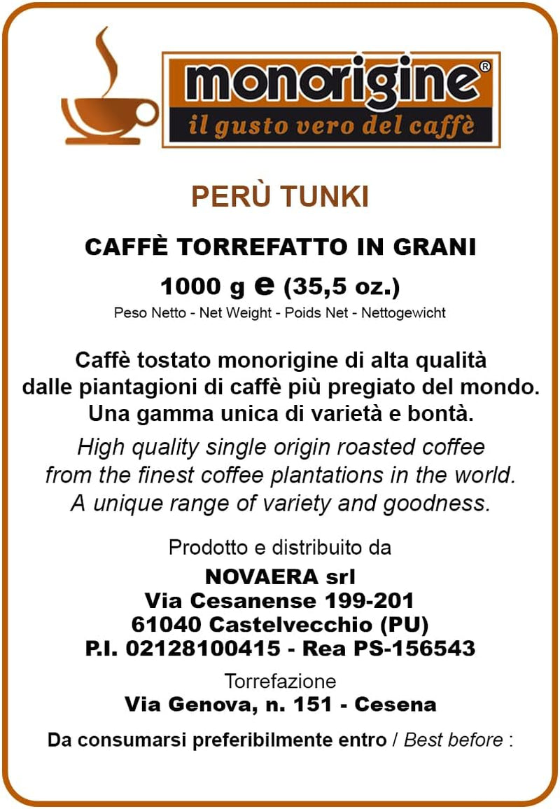 Boabe de cafea Arabica Peru Tunki - 1 Kg