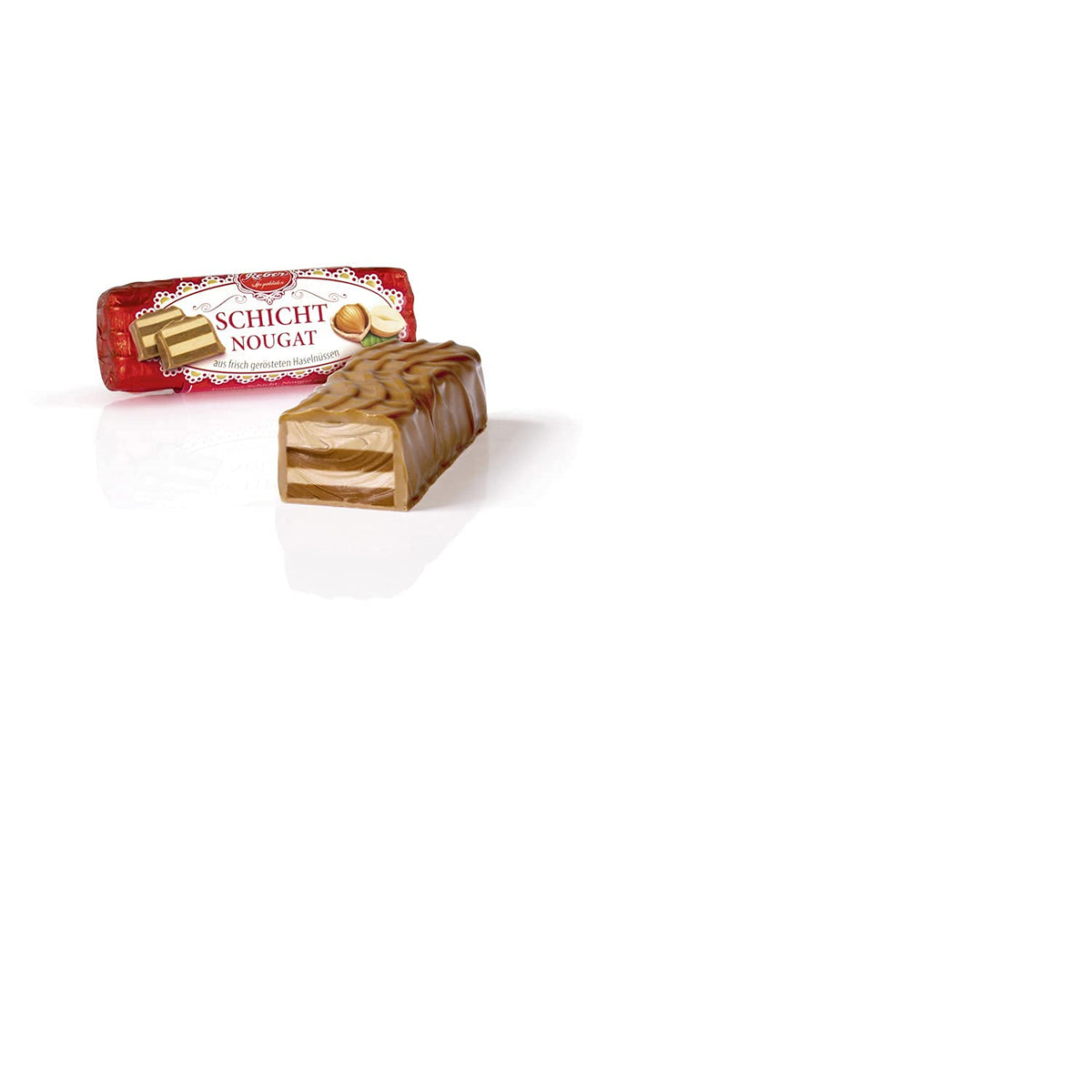 Reber lagdelt nougat alpine mælkechokolade hasselnød nougat fantastisk gave 1 x 48 g