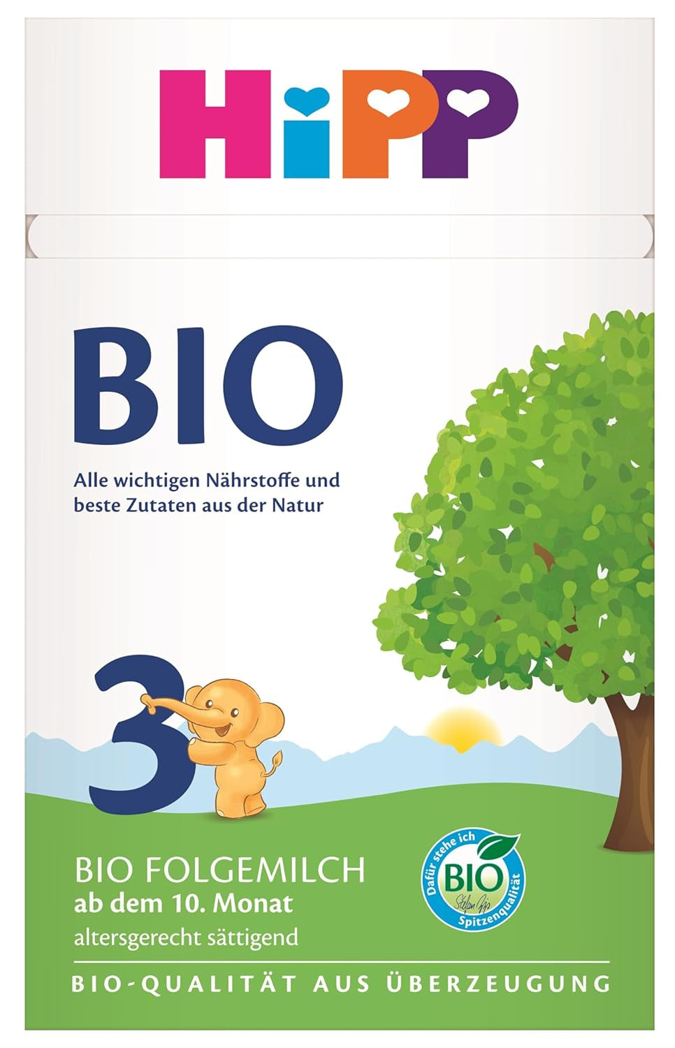 HiPP 3 Økologisk tilskudsmælk (4 x 600g) - efter 10 måneder, med Omega-3 (DHA, ALA), Calcium, Vitamin D, af bedste økologiske kvalitet