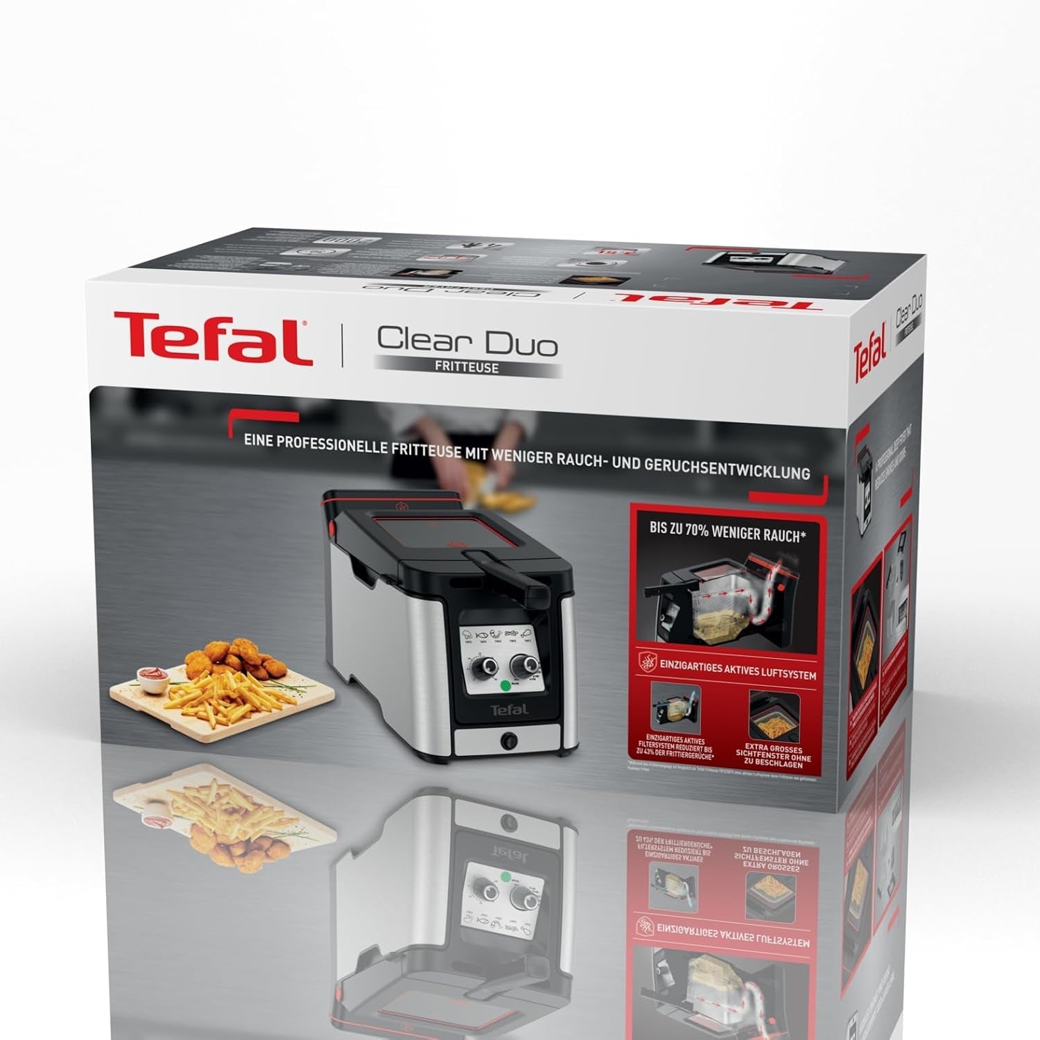 Tefal FR600D Clear Duo Deep Fryer, prăjire cu mai puțin fum și mirosuri, capacitate 1,2 kg, termostat, cronometru, fereastră mare de vizualizare fără ceață Electrocasnice Naty Shop
