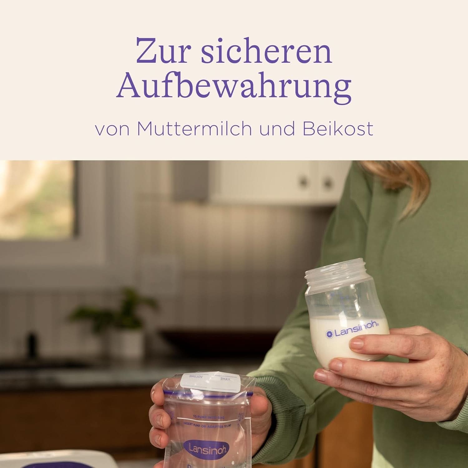 Lansinoh Muttermilchflaschen, 4 X 160 Ml - Zur Sicheren Muttermilch Austellungen - Neues Kompaktes Design Für Verbesserte Stabilität - Mit Stapelbarem Deckel Tilbehør Mad og amning Bebe Naty Shop