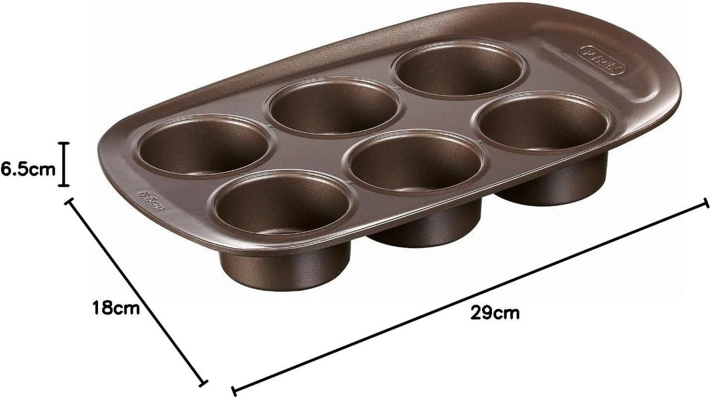 Pyrex BANDEJA 6 MAGDALENAS ASYMETRIA PX Muffinformchen, Metall, Bunt, 6 Magdalena Forme og bageplader Naty Shop