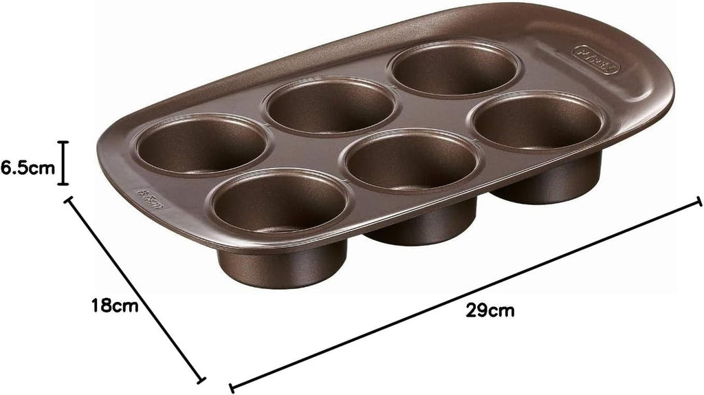Pyrex BANDEJA 6 MAGDALENAS ASIMETRIA PX Muffinförmchen, Metall, Bunt, 6 Magdalena Matrite si tavi pentru copt Naty Shop