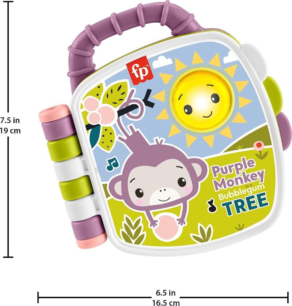 Fisher-Price Baby Toy Purple Monkey Musical Storybook cu lumini și sunete pentru sugari și copii de 6+ luni Jucarii Bebe Naty Shop