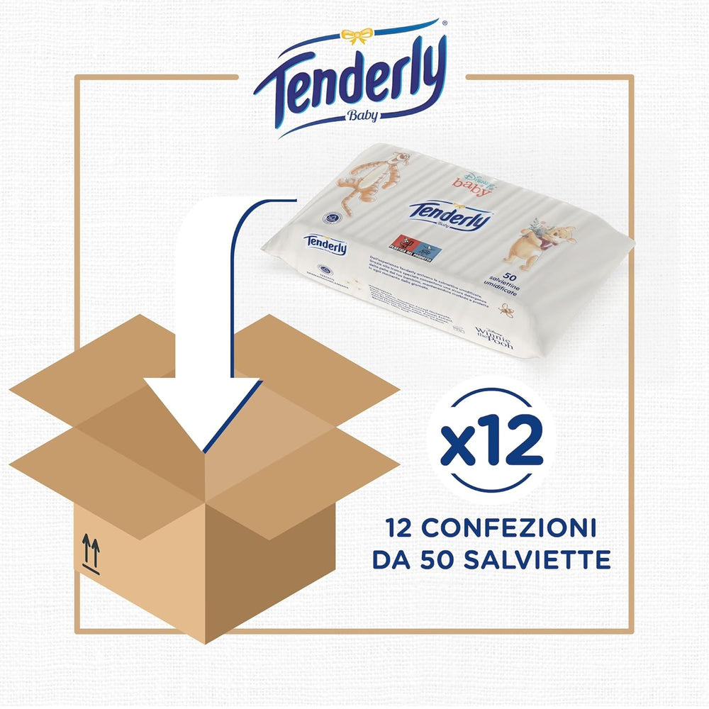 Disney babyservietter, bløde servietter, ideel til daglig babyrengøring, Disney figurer, pakke med 12, fremstillet i Italien, dermatologisk testet