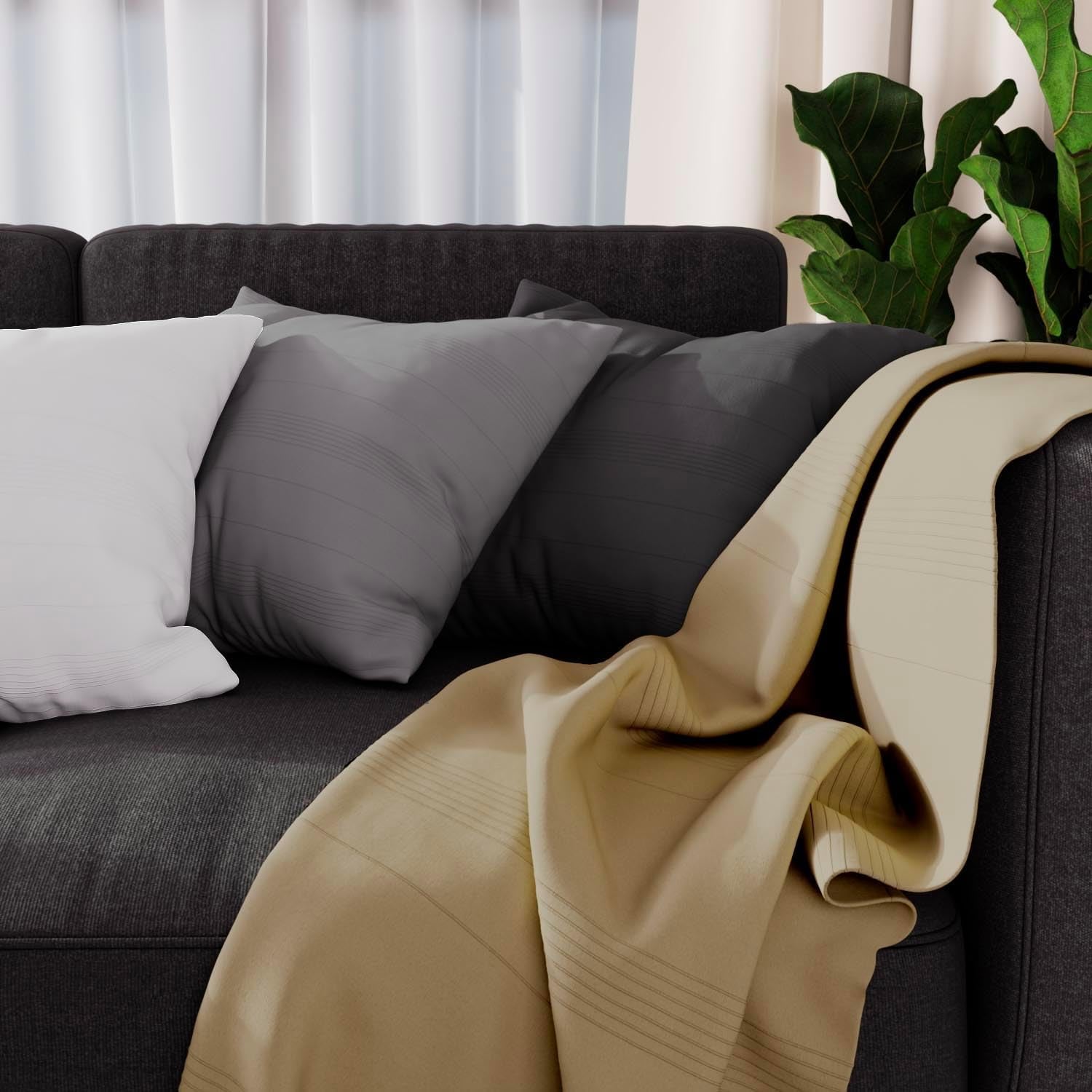 Soleil D'Ocre Adele Plaid, kastet af lænestolen, Polycoton, Grå, 140 X 200 Cm Senge og tæpper Besuche den Soleil d'ocre-Store Elfenben 140 X 200 Cm