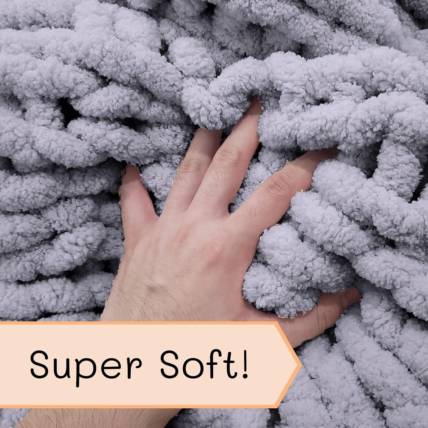 Chunky strikket tæppe, plaid, 100% håndstrikket med jumbo chenille garn (127 X 152,4 Cm, lilla grå) Senge og tæpper Adyrescia