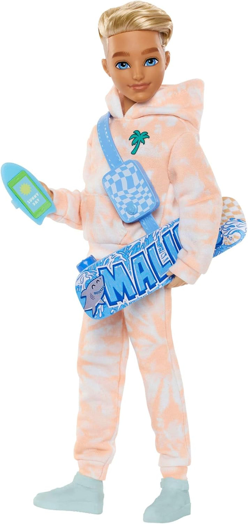 Barbie Dream Besties dukke og tilbehør, Bevægelig Teresa-modedukke med brunt hår og hårspænder, 10 stykker videospilstema, HYC23 Naty Shop Dukker Sommer og Skateboard