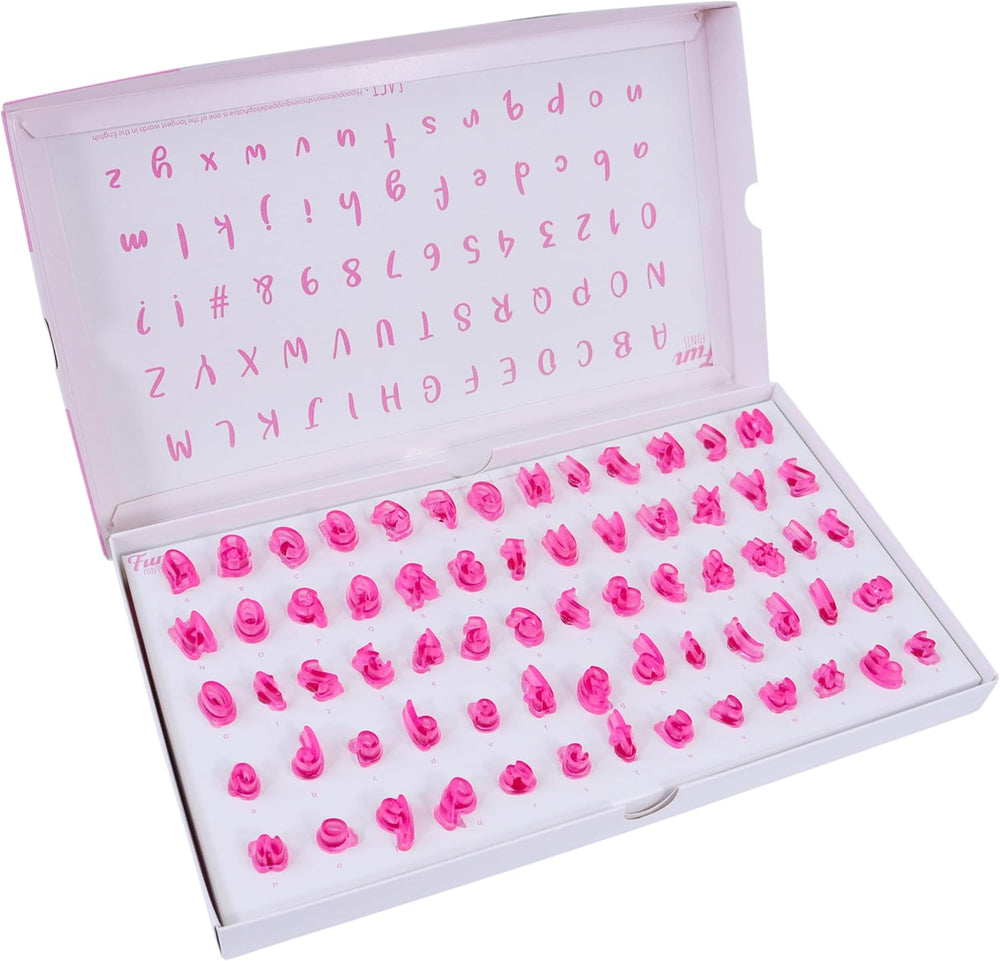 FF60 sjove skrifttyper-Cupcake og småkage-stemplingssæt til kagedesign, 66 stykker, samling 3, plastik