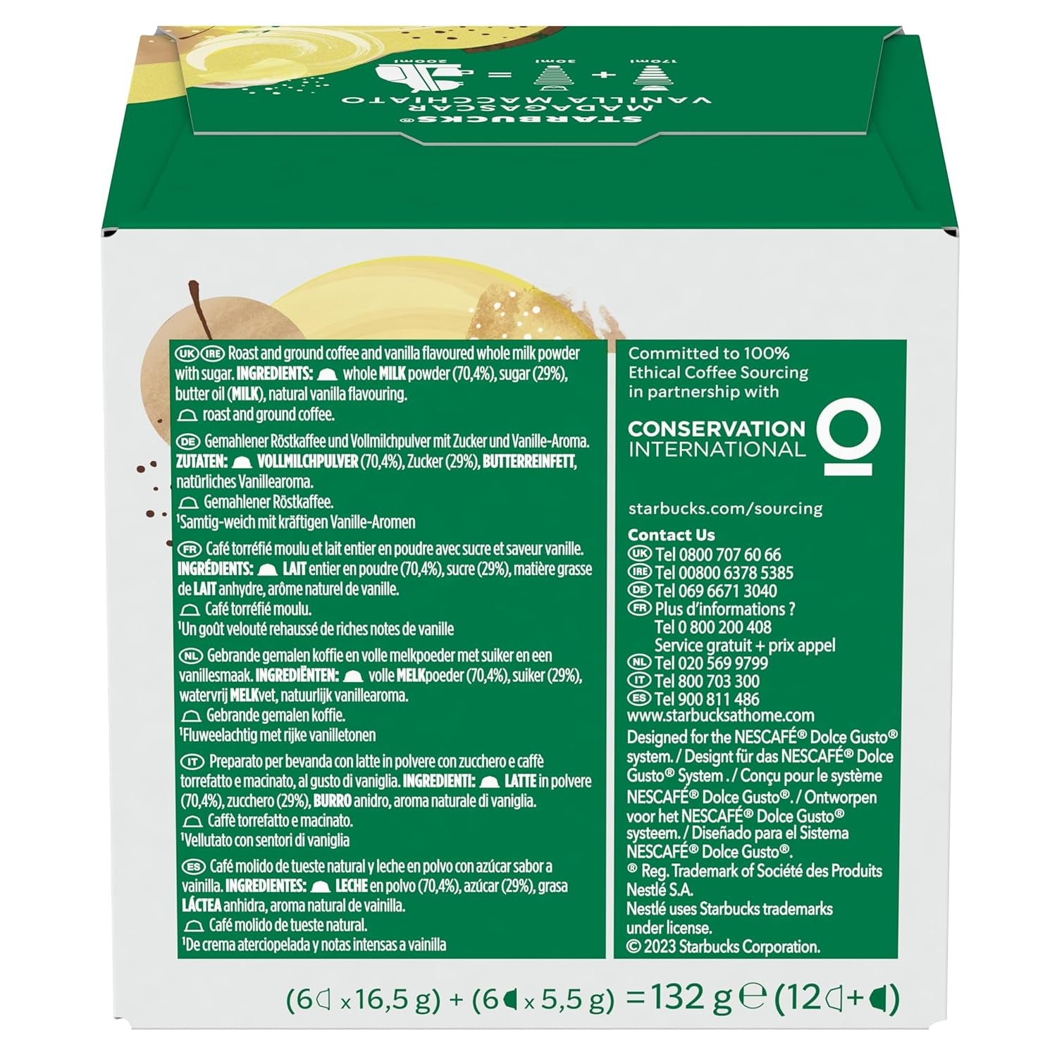 STARBUCKS Vanilla Macchiato by Nescafé Dolce Gusto Kaffeekapseln 6 x 12 (72 Kapseln)