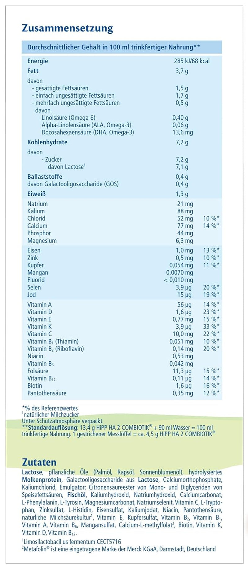 HiPP HA 2 Combiotik (4 x 600 g) - Opfølgningsformel efter 6 måneder, med naturlige kulturer af mælkesyre, værdifulde kostfibre (GOS), Omega-3, hydrolyserede proteiner til følsomme immunsystemer