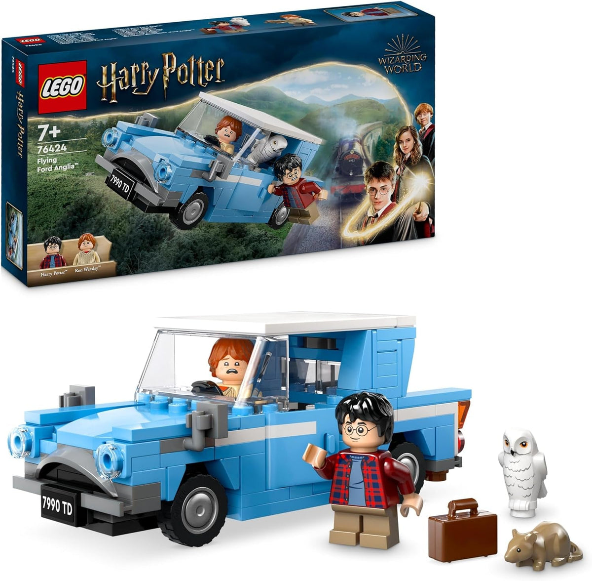 LEGO Harry Potter Flying Ford England Byggelegetøjsbil til børn Gave til drenge, piger og alle fans fra 7 år 2 minifigursæt inklusive Ron Weasley Rollespil 76424 Byggesæt Besuche den LEGO-Store Standardtitel