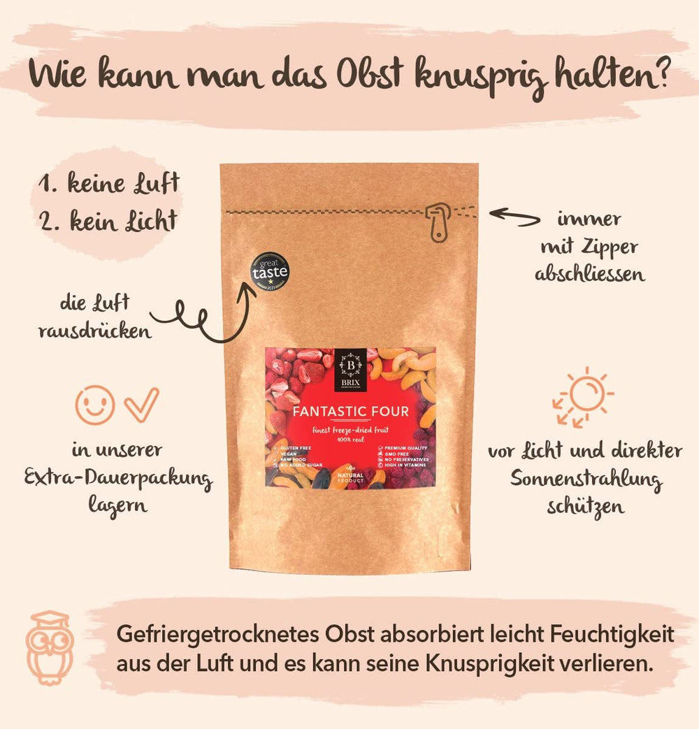 Brix Freeze-dried Fruit Fantastic Four (80g) - Preț bun gust, gustare delicioasă și sănătoasă, uscată crocantă, bogată în vitamine Produse deshidratate Naty Shop