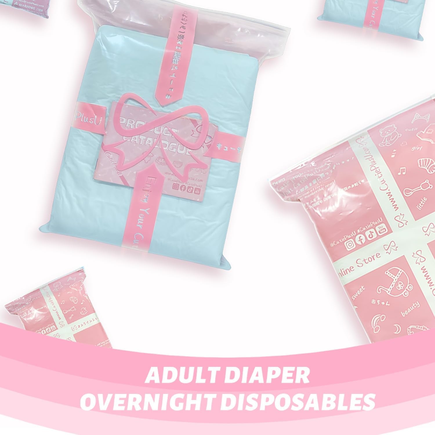 CutiePlusU voksenbleer, tør overflade, maksimal absorptionsevne natten over, engangsble til inkontinens - blå, 2 stk. (medium 71-96 cm)