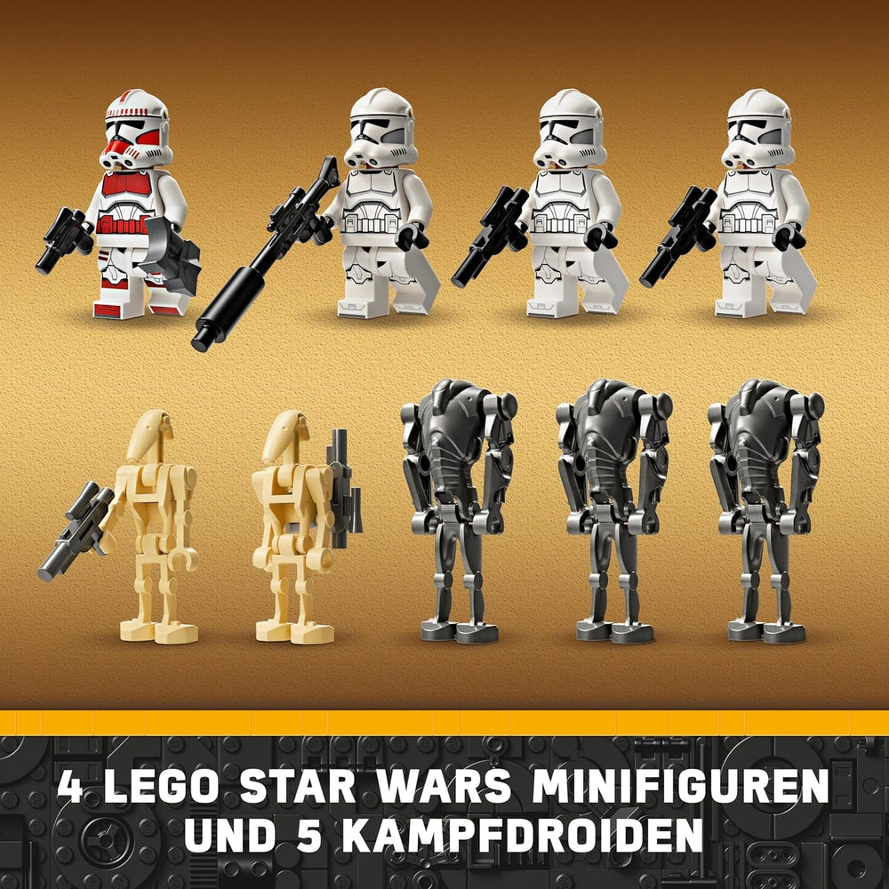 LEGO Star Wars 75372 Clone Trooper & Battle Droid Battle Pack, inkl. 4 minifigurer, 5 droider og speeder motorcykel med skydespil - Byggelegetøj til drenge og piger på 7+ Byggesæt Besuche den LEGO-Store