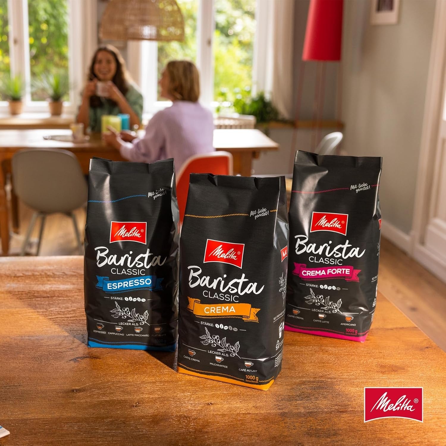 Melitta Barista Classic Crema, boabe de cafea întregi 1 kg, nemăcinate, boabe de cafea pentru espressoare automate, prăjire medie, intensitate 3 (pachet de 2)