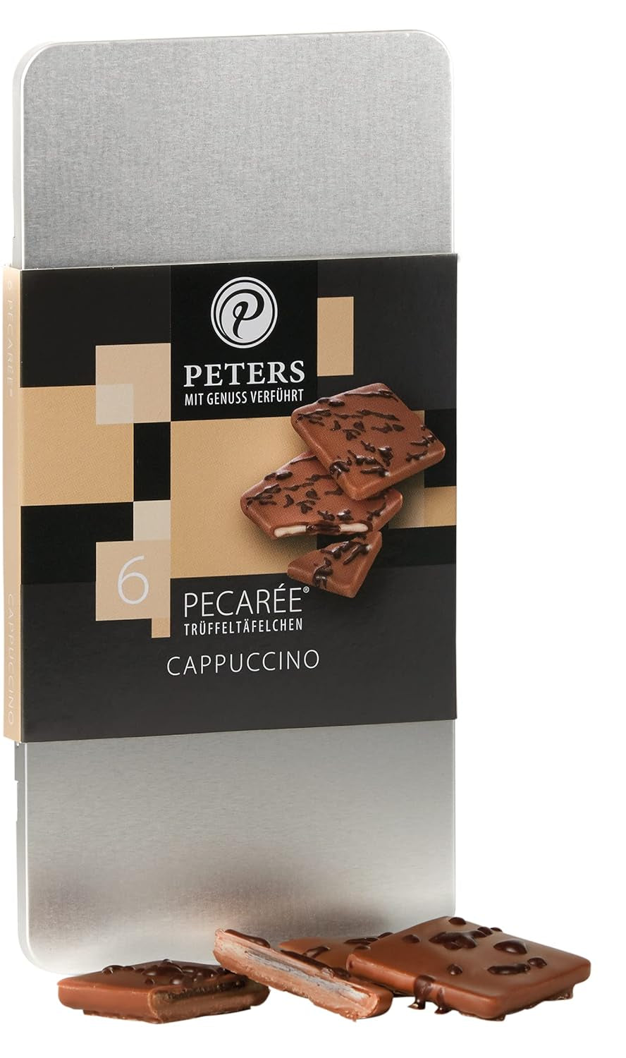 Peters, Batoane cu trufe si alcool, 63 grame Bomboane de Ciocolata Naty Shop Set de 6 bucati Cappuccino