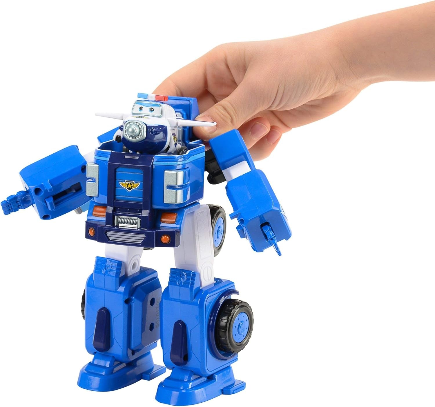 SUPER WINGS - KONVERTIBEL ROBOTKØRETØJ "PAUL'S CRUISER" 18 Cm + 1 FIGUR 5 Cm - Transform-A-Bots legetøjsbil og fly fra den animerede serie - Legetøj til børn over 3 år Actionfigurer Naty Shop