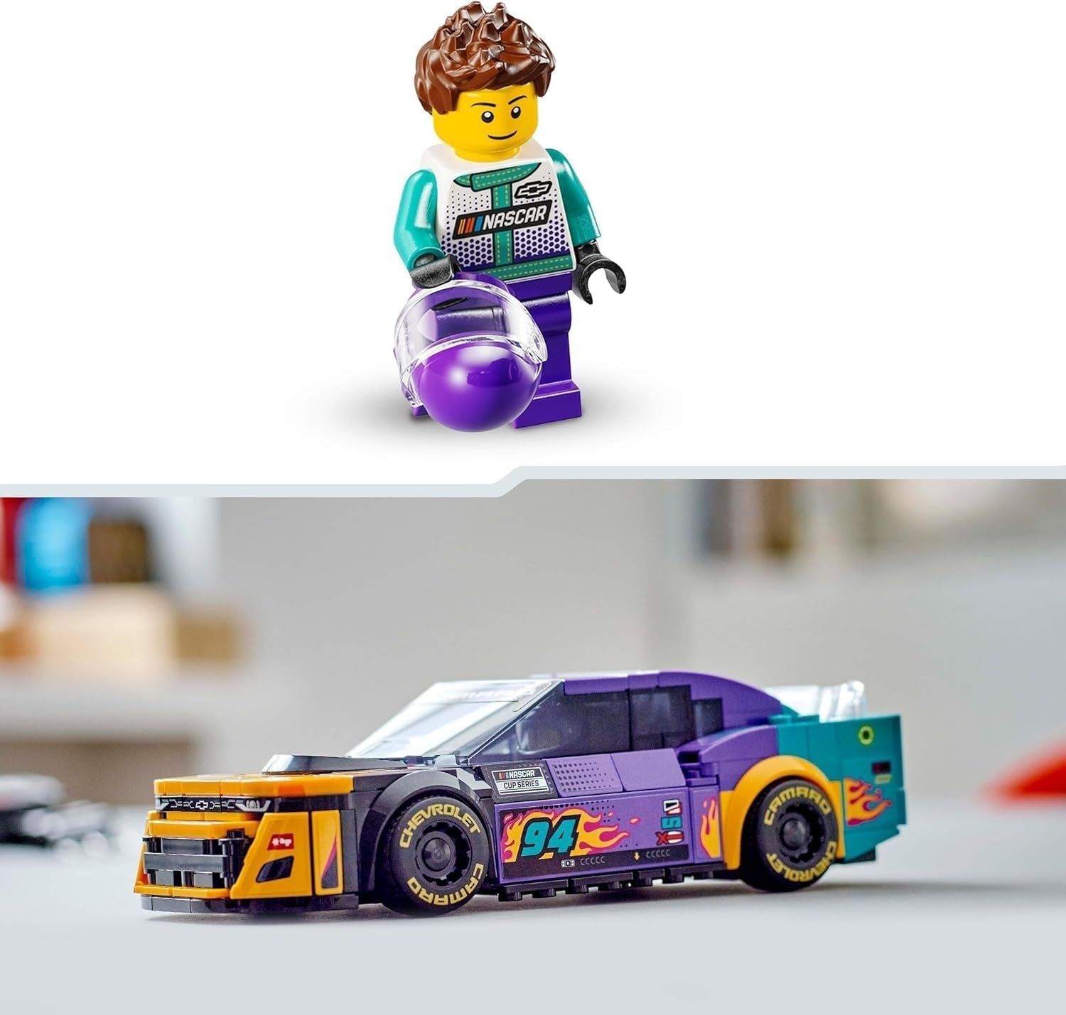 LEGO Speed Champions NASCAR Next Gen Chevrolet Camaro ZL1 Legetøjsbil; Racerbil bygge- og legesæt; Gave til drenge og piger over 9 år 76935 Byggesæt Besuche den LEGO-Store