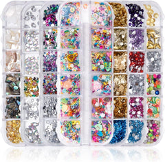 7 Boxen Strasssteine Nägel, Kit De Nail Art Strass Nagelglitzer Pailletten Nagel-Edelsteinen Kristalle Perlen Diamanten Metall Nieten Für DIY Dekoration Nageldesign (Mehrfarbig)