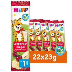 HiPP Leopardbarer med yoghurt og kirsebær i banan (22 x 23g), fra 1 år, kun sødet med frugt, af bedste økologiske kvalitet