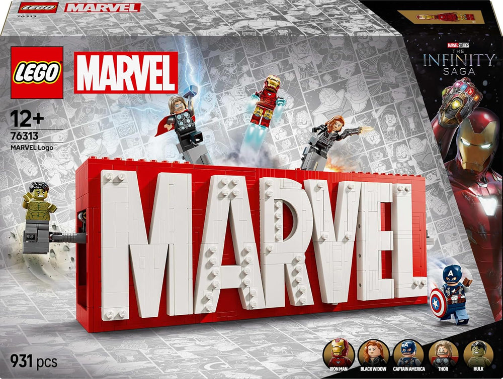 LEGO Marvel: Marvel logo og minifigurer - Hulk, Thor, Iron Man, Black Widow og Captain America samlingssæt - Avengers figurbyggesæt - Gave til drenge og piger fra 12 år og opefter 76313 Byggesæt Beuche den LEGO-Store