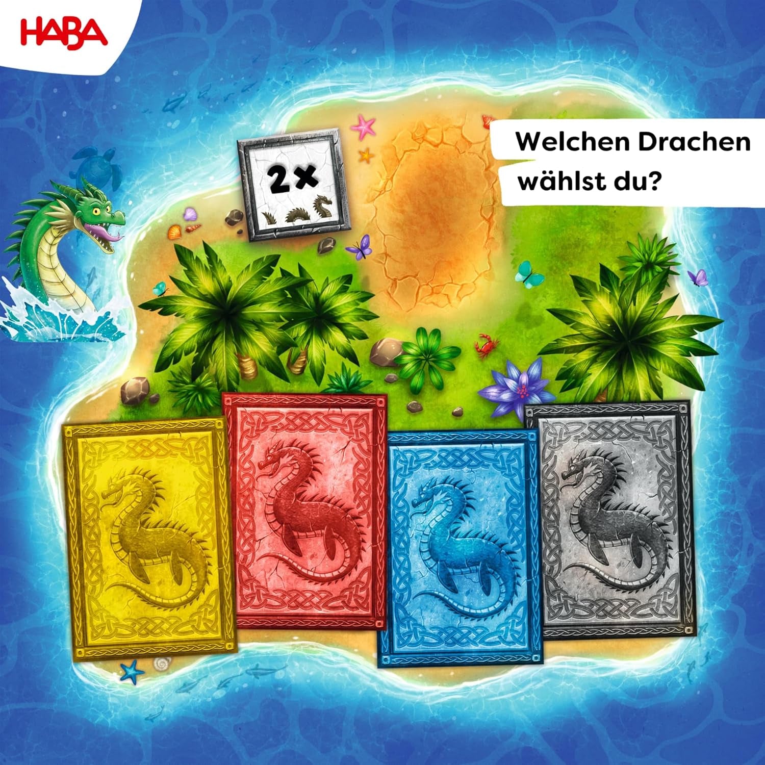 HABA Water Dragons - Terning- og strategispil for børn 5+ - Spændende brætspil med drager og træfigurer - Familiespil for 2-4 spillere - 1307133001