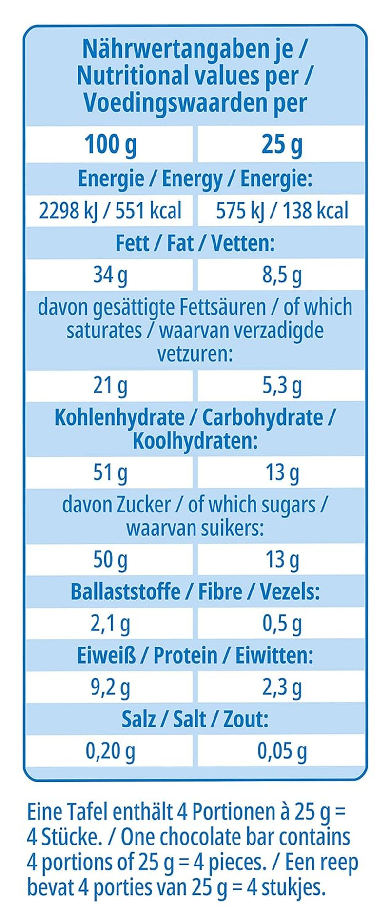 frankonia CHOKOLADE Sødmælkschokolade uden laktose og gluten, 100 g