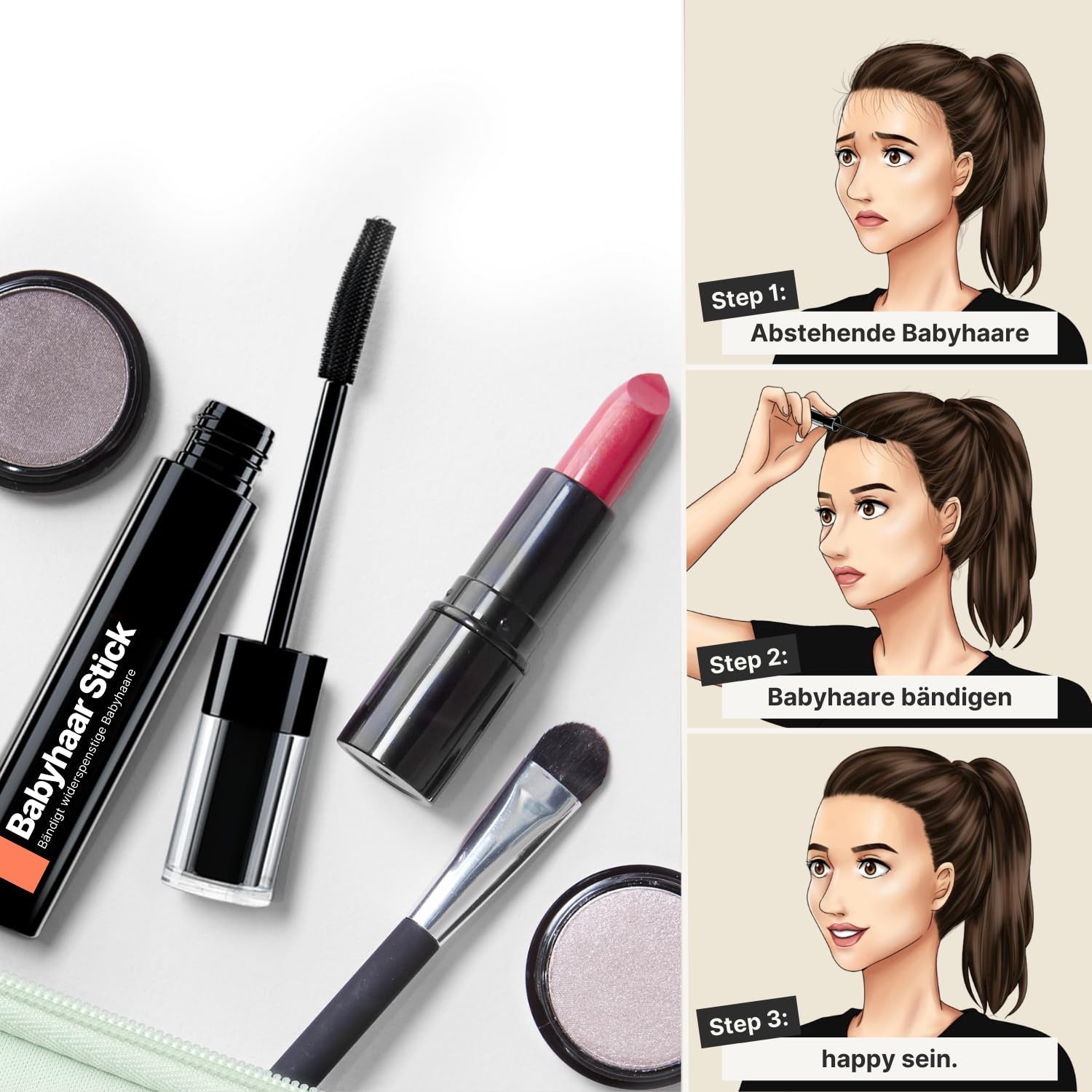 IMPERIO Hair Finishing Stick for Baby Hair - Rimel premium pentru păr de bebeluș pentru îmblânzirea părului fin și rupt - 12ml Transparent Vopsea pentru par Naty Shop