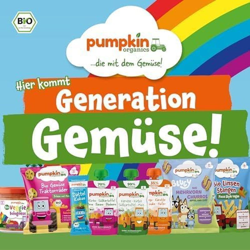 Pumpkin Organics Bio Gemüse-Getreide-Quetschie Kürbis, Birne, Apfel, Pflaume, Hafer ohne Zuckerzusatz¹ - ab 8 Monaten - as Snack eller Beikost für unterwegs (100g)