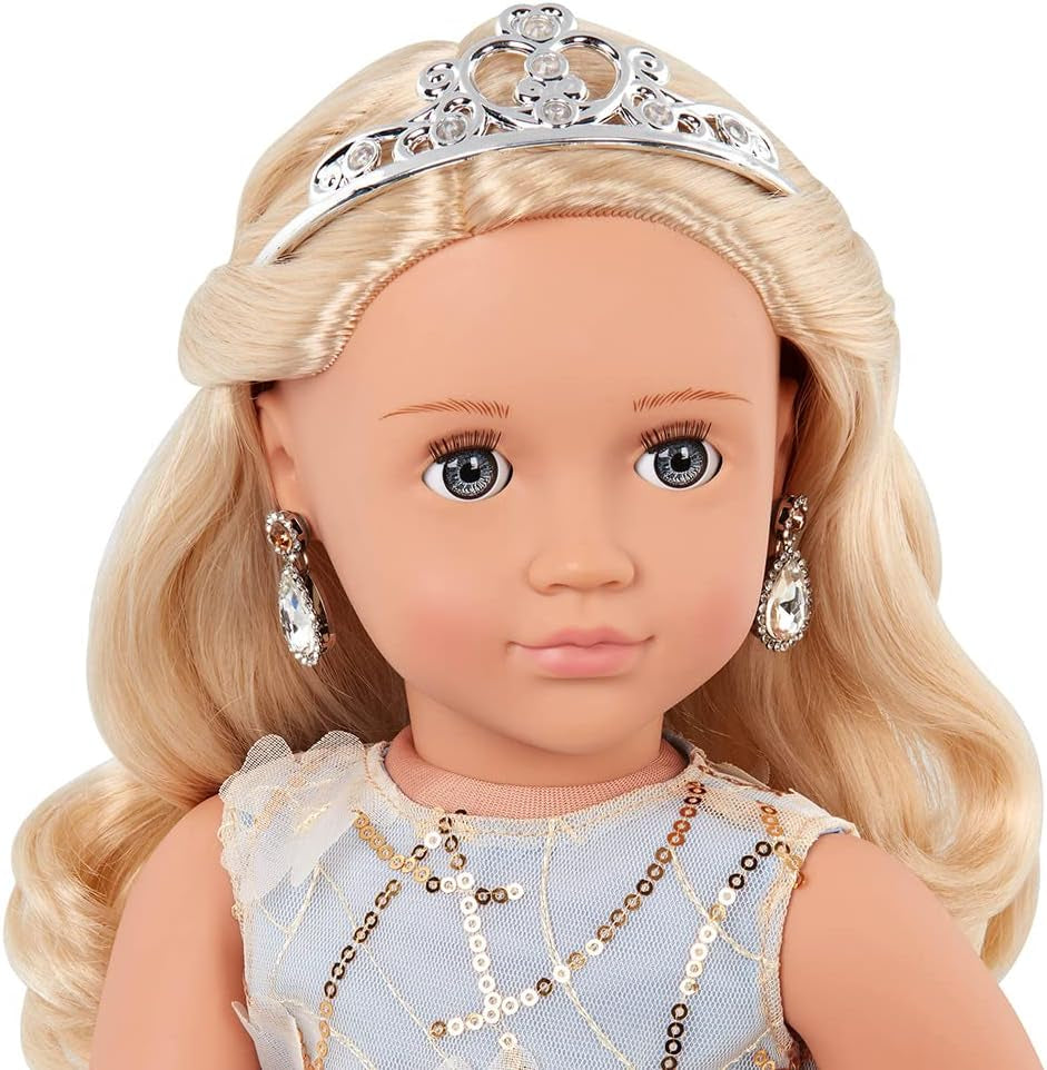 Our Generation - Ellory - 46 cm-Puppe mit geblümtem Kleid - Blondes Haar & Blaue Augen - Schmuck-Accessoires - Vorgetäuschtes Spiel - Spielzeug für Kinder ab 3 Jahren