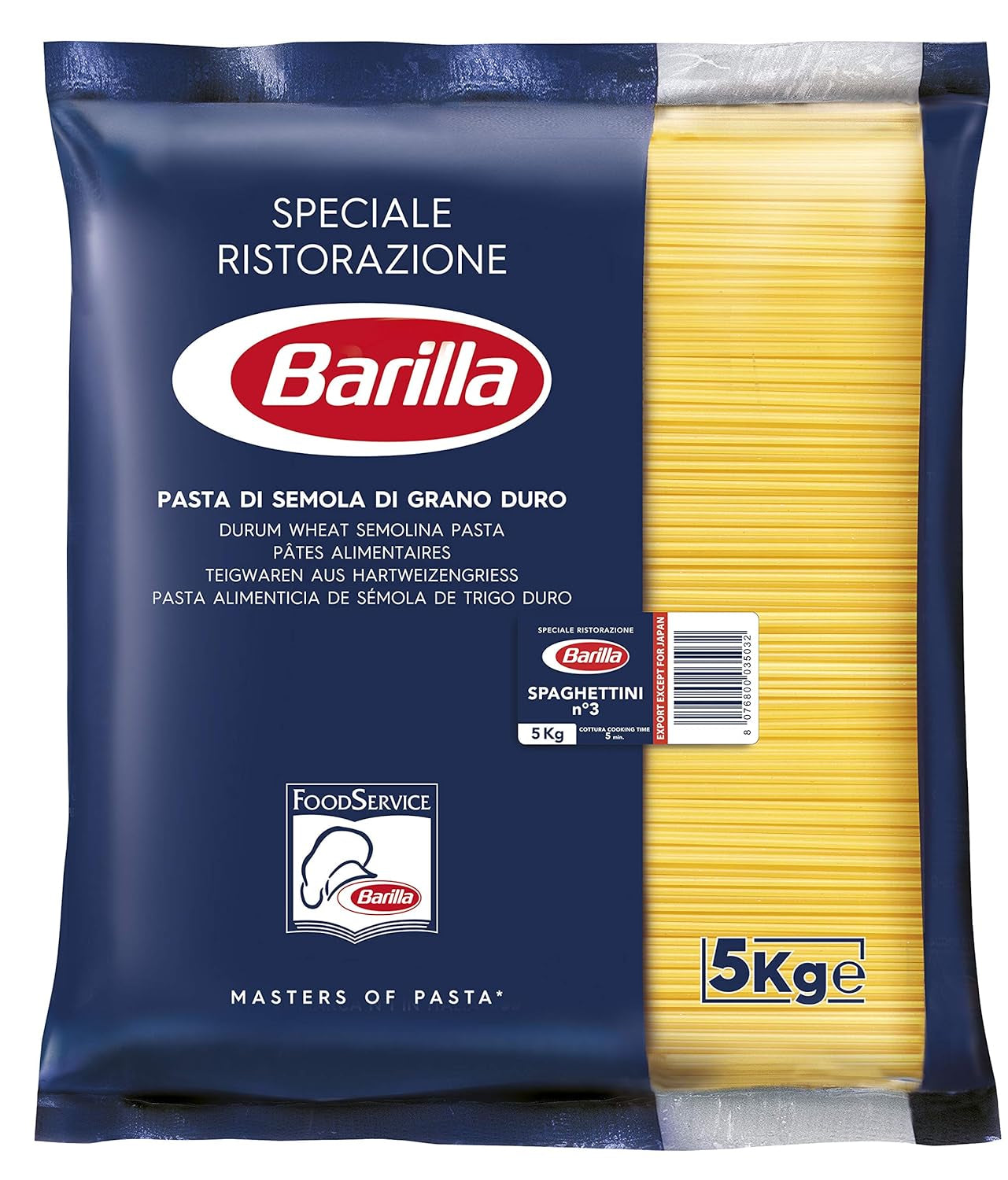 Barilla Pasta Klassische Spaghetti n.5 fra højkvalitets Hartweizen immer al dente, (1 x 500 g), geschmacklos