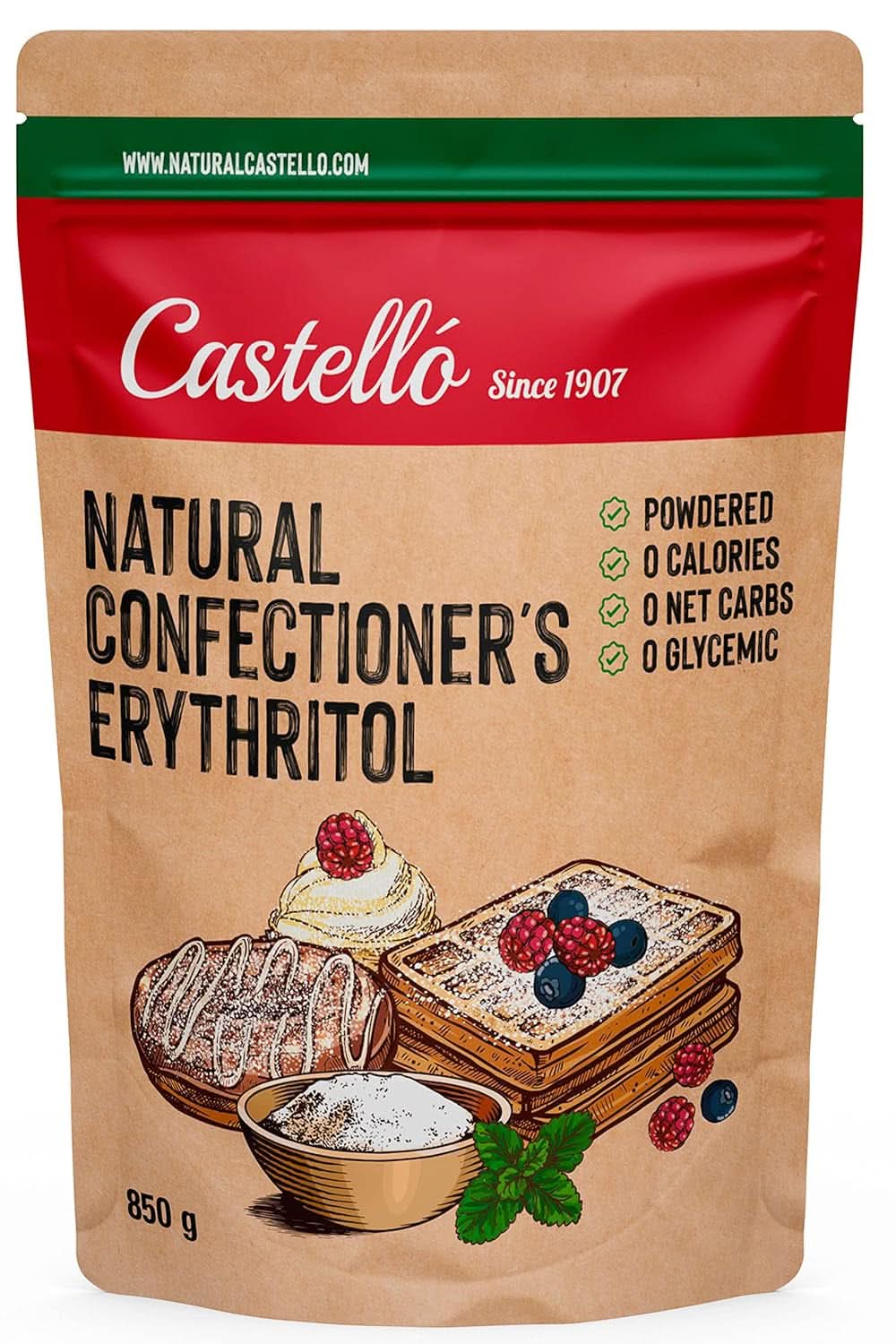 Naturlig erythritol - flormelis | 10G = 7G sukker, 850 gram Sweeteners Naty Shop