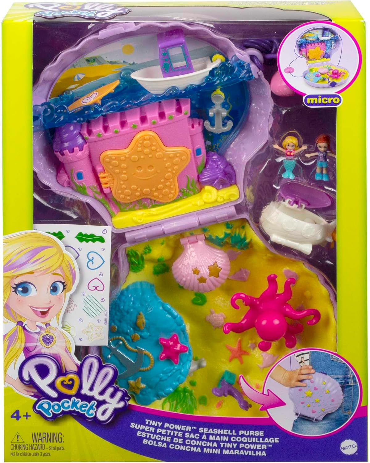 Polly Pocket Kiste Wrap Around Shell Taske Undervands 2 Dukker 1 Ubåd Polly Pocket Havfrue Legetøj 4 år gammelt Legetøj GNH11 Naty Shop Dukker