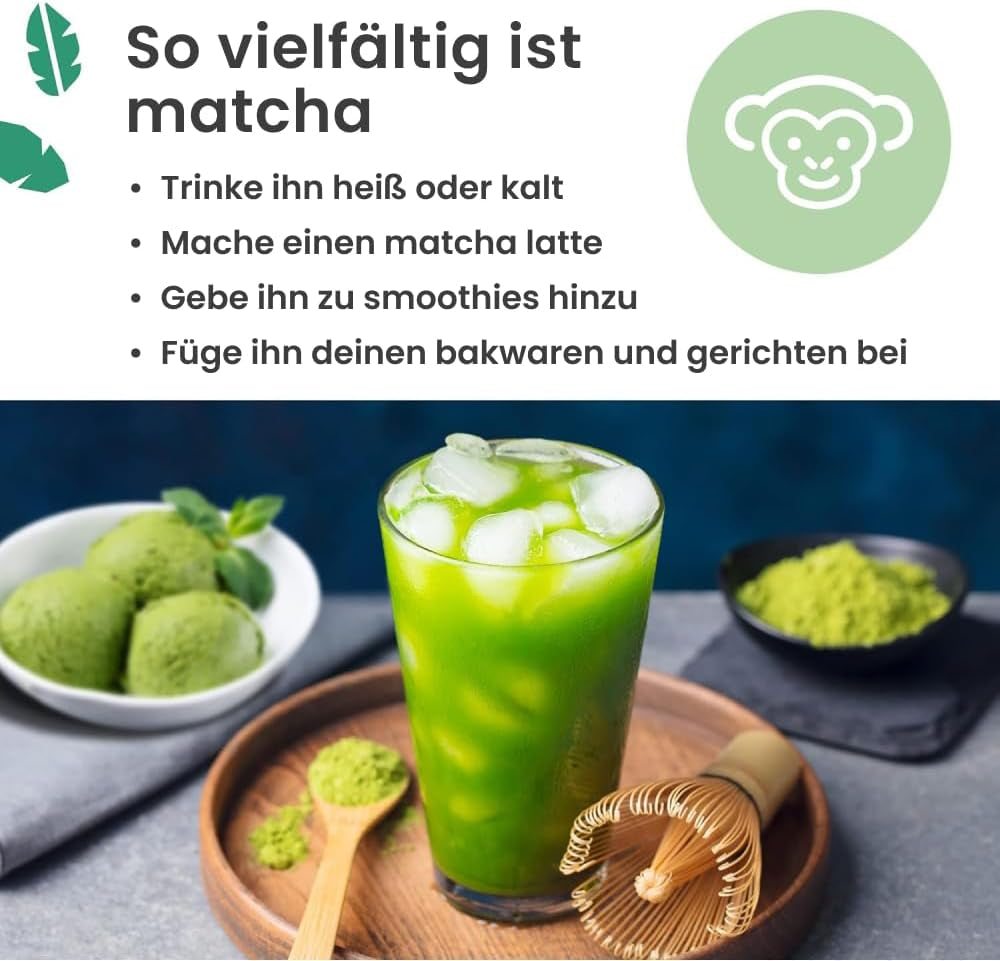 Pudră de matcha Purechimp de calitate ceremonială 50 g. Pudră de ceai 100% pură din culturi umbrite pentru latte, infuzii și rețete. Borcan reciclabil. Bogat în antioxidanți.