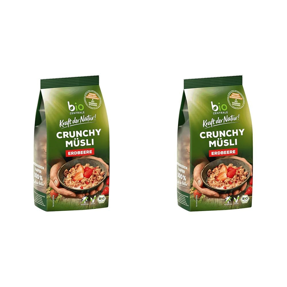 Sprød müsli med bær Biozentrale | 375 g økologisk müsli | Ideel til morgenmad og din kop takeaway müsli | Et alternativ til müslibarer