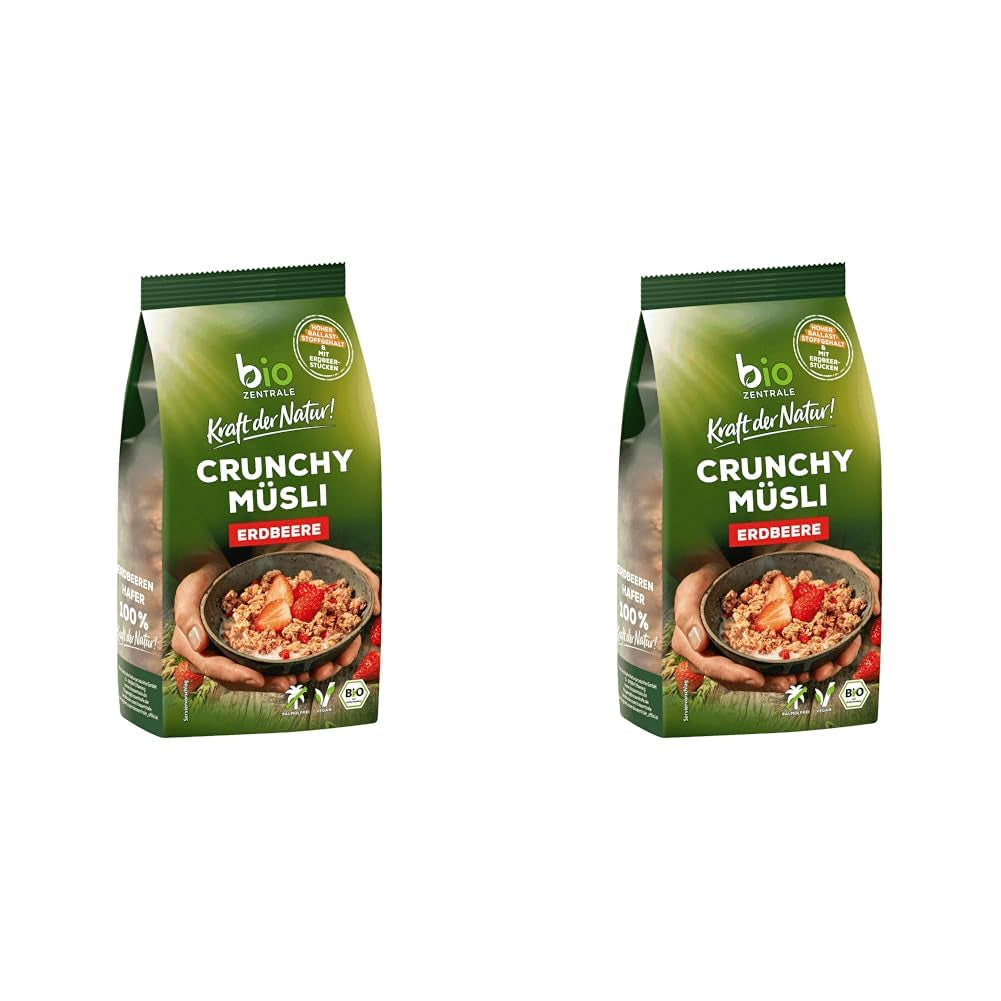 Sprød müsli med bær Biozentrale | 375 g økologisk müsli | Ideel til morgenmad og din kop takeaway müsli | Et alternativ til müslibarer
