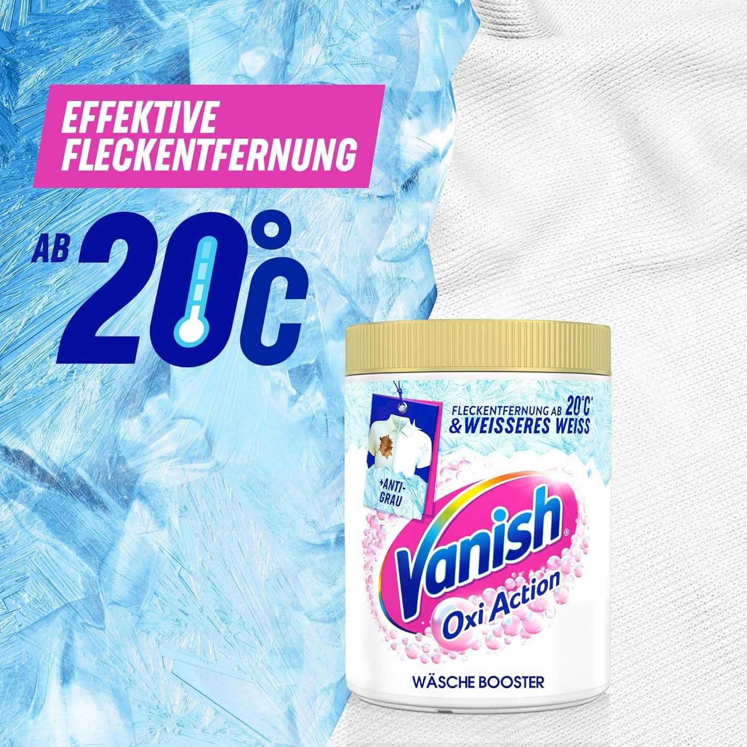 Vanish Oxi Action Powerwhite Powder - 1 X 1.125 Kg - pletfjerner og vaskepulver uden klor - til hvidt vasketøj Vaskemidler Naty Shop