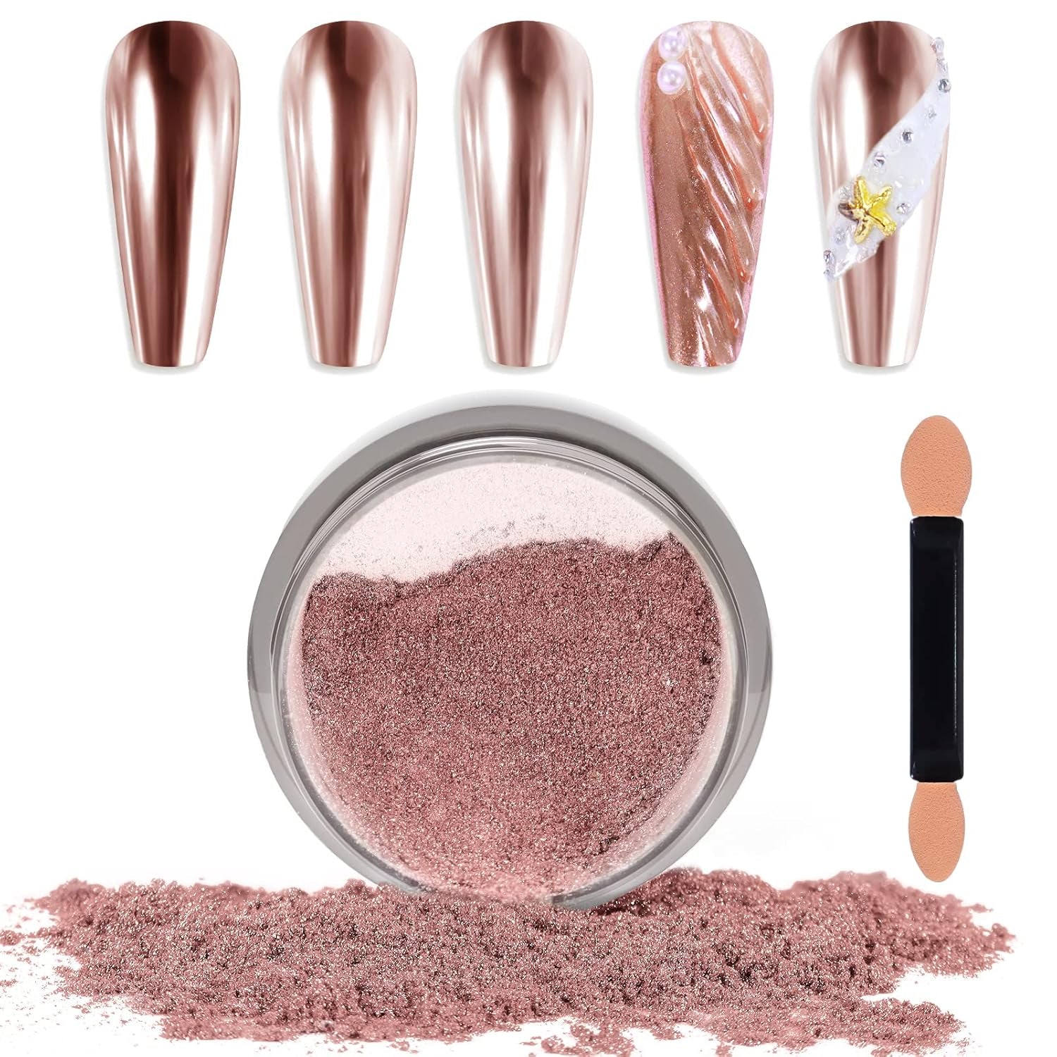 Chrome Nagel Pulver Spiegel Effekt Metallic Staub Holographische Glitter Glasierte Maniküre Dekoration Reflektierendes Pigment Für DIY Gel Polish Nail Art, Harz Handwerk, Geschenke Für Gold