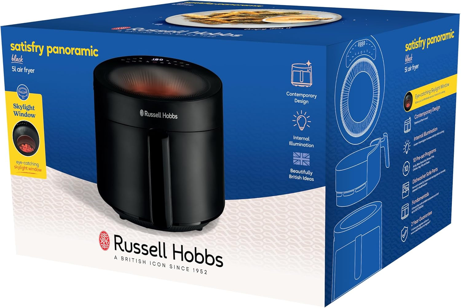 Russell Hobbs Airfryer, 5 liter, 10 programmer, visningsvindue Naty Shop Appliances