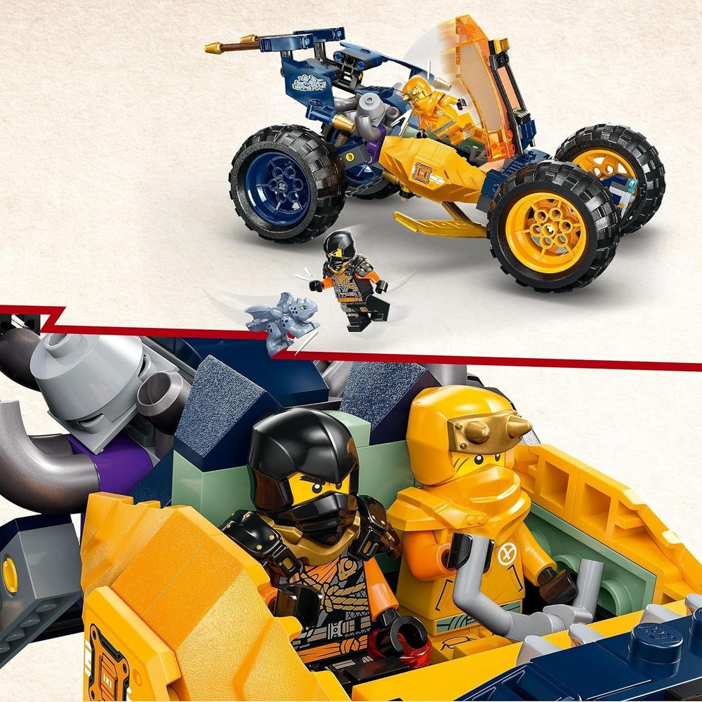 LEGO NINJAGO Arins Ninja Off-Road Buggy, Ninja Legetøj med Bil, Drage og 4 Minifigurer, Buggy Model Adventure Sæt til børn, Fødselsdagsgave til drenge og piger 7 år 71811 Byggesæt Beuche den LEGO-Store