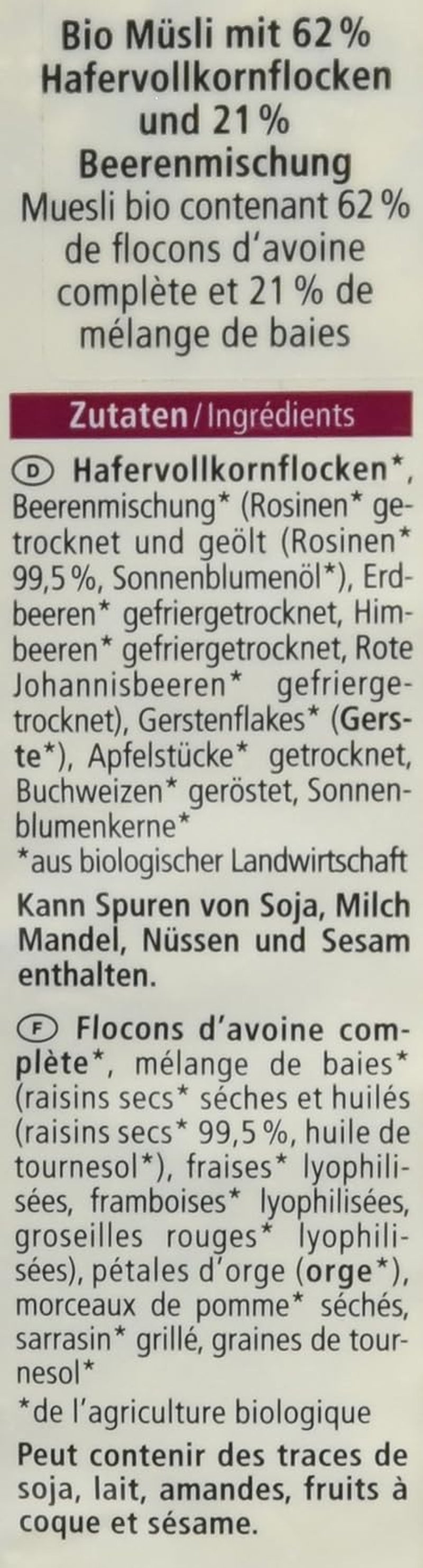 Økologisk müsli med skovfrugter, 750g