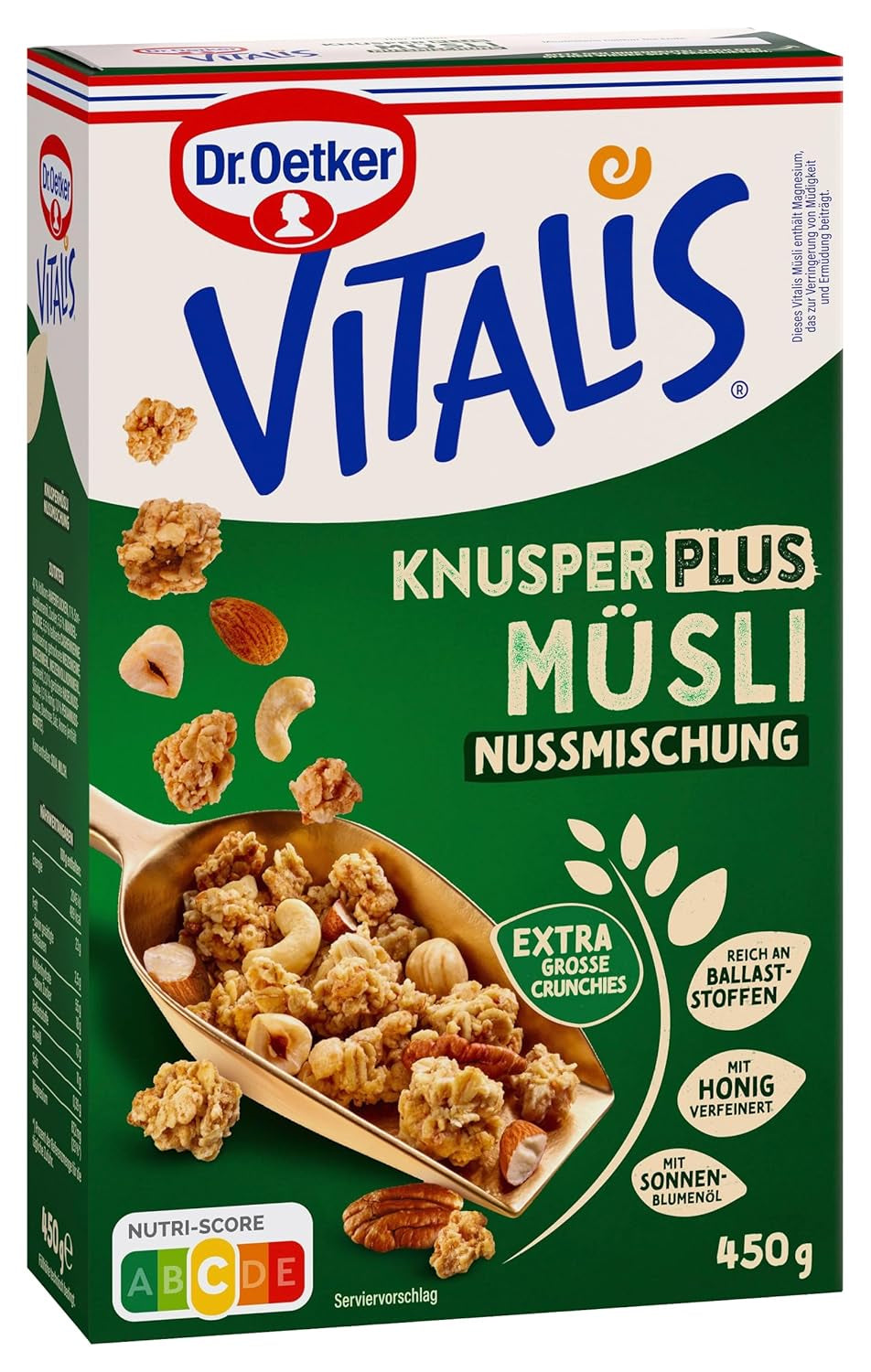 Dr. Oetker Vitalis KnusperPlus Dobbeltchokolade: Sprød müsli med mælk og mørk chokolade, pakke med 7 (7 x 450g)