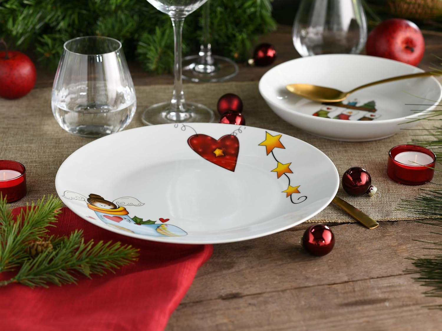 Creatable, 21845, Serie Luna Socken, 12-Teiliges Geschirrset Für 6 Personen, Tafelservice Aus Porzellan, Spülmaschinen- Und Mikrowellengeeignet, Qualitätsproduktion Seturi vesela masa Naty Shop